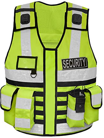 By Johanna Sicherheitsweste Multifunktionsweste Kennzeichnungsweste Reflektorweste Schutzweste Werkschutzweste Einsatzweste Reflektierend +Leiste 304 Gelb+ 2 Patch SAFETY