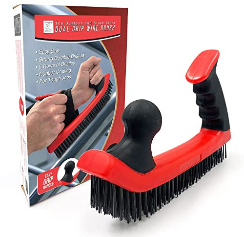 Grande spazzola metallica | Spazzola metallica resistente per rimozione ruggine, muratura e rimozione della vernice, 25 cm in acciaio duro di qualità commerciale con doppia impugnatura per la pulizia