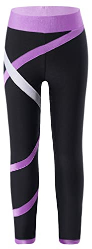 TiaoBug Mädchen Metallic Sporthose Sport Leggings in schönen Kontrastfarben Laufen Tights Fitness Yoga Pants