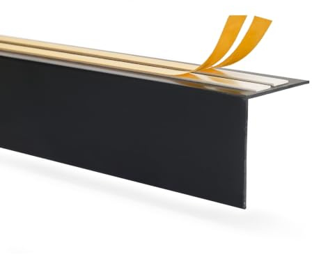 Quest Blende für Gardinenschiene PVC 40x40 mm - Schwarz, 200 cm | Dekorative Abdeckleiste für Vorhangschiene, mit Platz für LED-Band, elegantes Wandprofil, Montage ohne Bohren