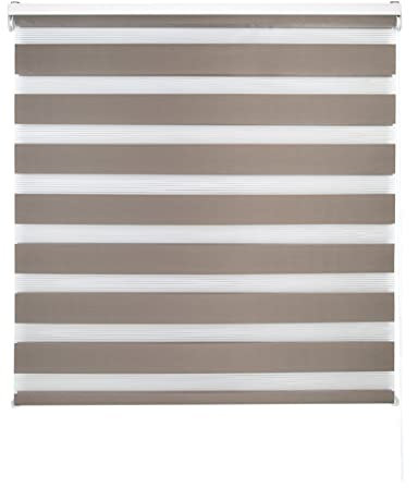 Decorblind Double Layer Night and Day Roller Blind Wall or Ceiling Installation Dimensions 160 x 180 cm Fabric 157 x 175 cm Brown for Window