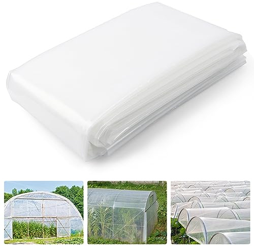 hannger Gewächshausfolie Polyethylenfolie Transparent 3 x 9m Folie für Gewächshaus, 0,15mm Extra Dick Reißfest Gartenfolie aus Polyethylen, für Abdeckfolie, Tomatenhaus, Gemüse- und Pflanzenschutz