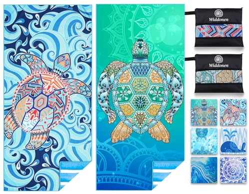 2 Pack Microfiber Lightweight Beach Towel Sand Free Quick Dry Absorbent Thin Compact Towels for Swimming Pool Camping Beach Accessories Large Easy Pack Travel Things for Vacation Essentials Gift