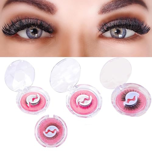 Selbstklebende Wimpern Künstliche Wimpern Wiederverwendbar kein Kleber oder Eyeliner Nötig-Natürlich dicht Curling 3D Wimpern fake lashes einfach zu tragen Wasserdicht Falsche Wimpern 4 Paar