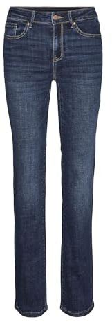 VERO MODA Jean Coupe Droite VMFLASH Taille Moyenne Straight Fit Jeans Dark Blue Denim M 34 Dark Blue Denim M / L34