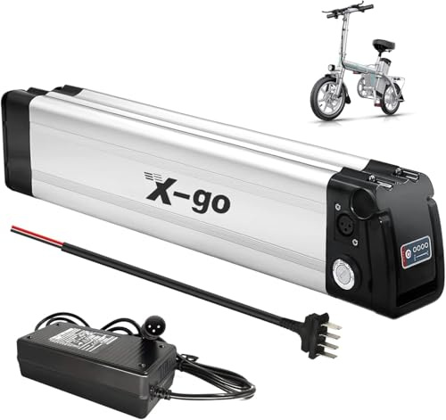 X-go Bateria Bicicleta Electrica 48V 13AH con Cargador y Cable Descarga de 4 Pines, Batería Ebike Li-Ion para Motor 250W 350W 500W 750W