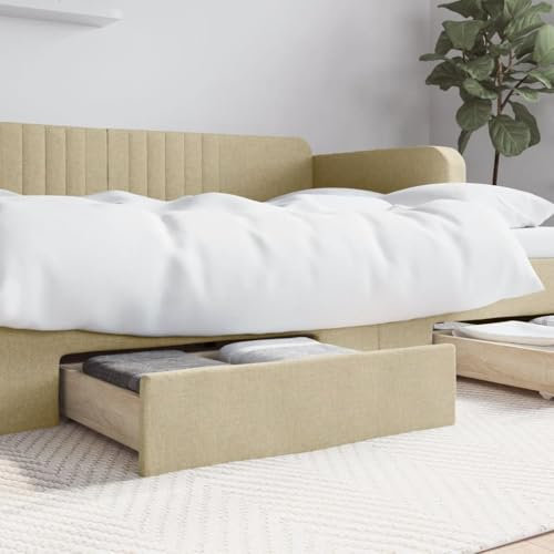 LAPOOH Bettschubladen 2 STK. Creme Holzwerkstoff und Stoff, Bettkasten, Unterbettkommode, Unterbett Aufbewahrungsbox, Unterbett Aufbewahrung, Aufbewahrungstasche Für Bettdecken - 833914