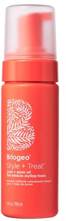 Briogeo Style + Treat Yuzu + Plum Oil Full Miracle Styling Foam for Volume | Heat Protection & Frizz Control | Silicone-Free | Vegan & Cruelty-Free | 5 fl oz