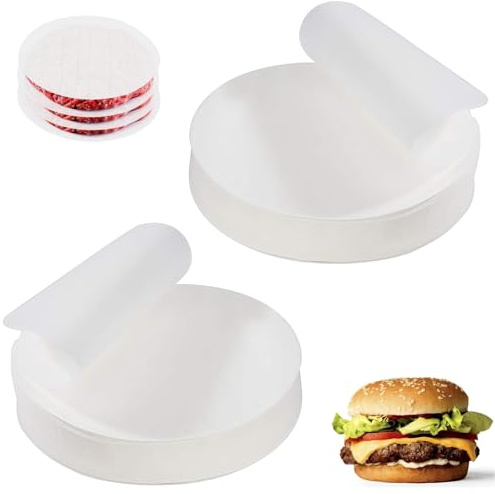 Lumeclat 1000 Feuilles de Papier Cuisson pour Burger, Antiadhésif, Ø10cm, Idéal pour Presse à Hamburger et Préparation de Patties, Accessoires Ronds pour Grillades, Parfait pour la Cuisine, Blanc