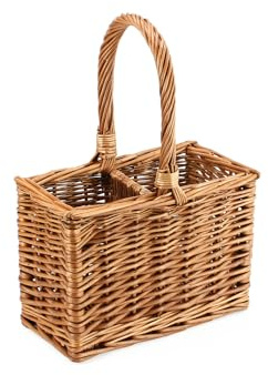 Gadsby 2 Bottle Double Steamed Wicker Bottle Carrier Picnic Bottle Basket