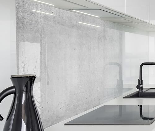 timalo Spritzschutz Wand für Herd, Küche Küchenrückwand Glasoptik | Acryl Glas 2mm | Glasrückwand Acrylglas Wandpaneele Rückwandschutz Platte | 160x50cm Grauer Beton, Steinwand