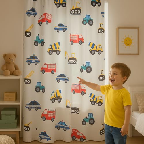 KAMACA Vorhang Verdunklungsgardine mit versteckten Schlaufen und Gardinenband Thermogardine Verdunklungsvorhang Schlafzimmer Wohnzimmer HxB 245x140 cm (Baustelle - HxB 245x135 cm)