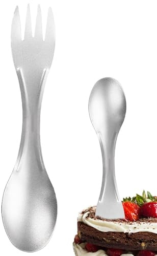 Forchetta e cucchiaio combinato – Forchetta da campeggio 2 in 1 – utensile da campeggio ultra leggero, ecologico per escursioni, escursioni e attività all'aperto