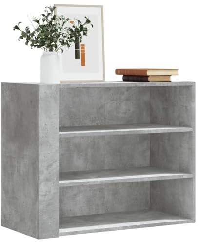 Sufrk Armario de pared gris cemento 75 x 35 x 60 cm de aglomerado, armario de cocina de pared, armario suspendido de madera, armario de pared espacioso y resistente