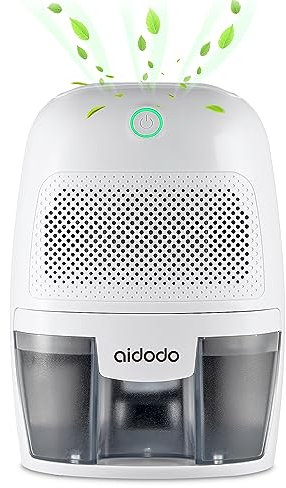Aidodo Dehumidifier Mini Electric 600ml, Portable Dehumidifiers Absorb Water 300ml / 24h, Automatic Shutdown,Ultra Quiet Air Cleaner for Home, Kitchen, Garage, Wardrobe, Basement