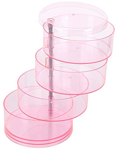 Glomora Runde Form Schmuckkästchen,Transparente mehrschichtige Schmuckschatulle Fächer Behälter Tower Kosmetik Organizer für Ringe Ohrringe Halsketten Haargummis Kosmetik