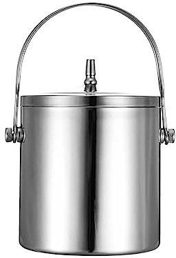 Eiseimer Eiskübel aus Metall, doppelwandiger Eiskübel mit Deckel und bequemem Griff, isolierter Eiskübel aus Edelstahl for Cocktailbar, Wein, Hausbar-Zubehör, Partys, Champagnerkübel Eiswürfelbehälter