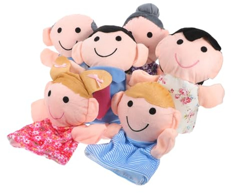 Garneck 6pcs Family Hand Puppets Toddlers Interactive Role Play Puppets for Boy Girl Includes Grandpa Grandma Dad Mom Daughter Educational Toys for Year