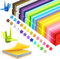 Prebarfun Origami Star Paper Strips & Square Origami Paper Set - 2700 Strips + 100 Double-Sided 7x7cm Sheets, 27 Vibrant Colors for DIY Crafts, Lucky Star Folding & Decorative Arts