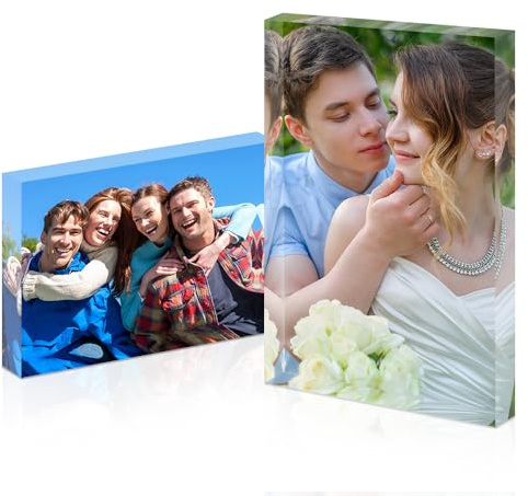 10x15cm Regalo Personalizado Placa de Foto en Acrílico Transparente. Cuadro foto, Placas Bloques Portafotos. Regalos Únicos para Familia, Amigos y Pareja. Perfecto para Cumpleaños, Aniversarios
