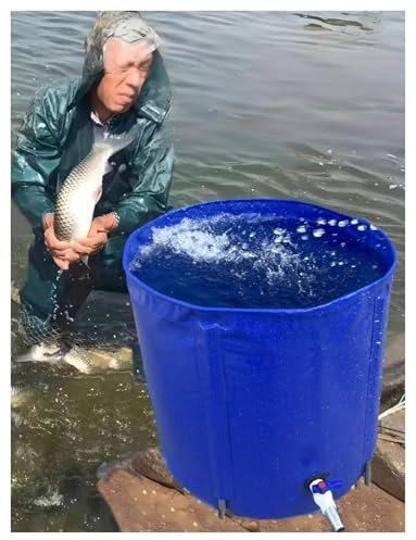 Runder Fischteich aus Segeltuch mit 40/50/60/70/100/120 cm Durchmesser, Aquakultur-Poolrahmen-Schwimmbecken, Aufstellpool for die Gartenbewässerung(1.2x0.9m-1000L)