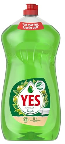 Yes Diskmedel med frisk doft av Äpple med en rik formula för skinande ren disk, effektivt avlägsnande av ingrodda matrester och fantastisk fruktig och blommig doft 1250ML