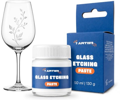 7 Artists Ätzpaste für Glas 50 ml (130 g) – Glasätzcreme mit Dauerhaftem Frost Effekt für Gläser, Weingläser, Flaschen & Vasen | Glass Etching Cream zum Glas Gravieren & Dekorieren