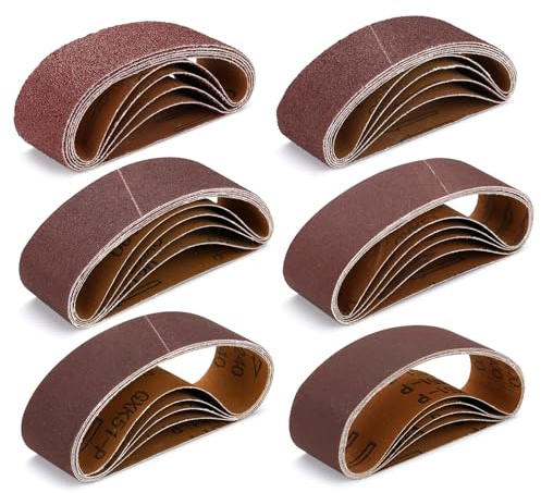 30 Stück Schleifbänder 40 x 303 mm Schleifband Set je 5 x Korn 40/80/120/180/240/400 für Bandschleifer Schleifmaschine,Zum Schleifen, Feilen, Eisenwaren,Holzarbeiten Schleifpapier