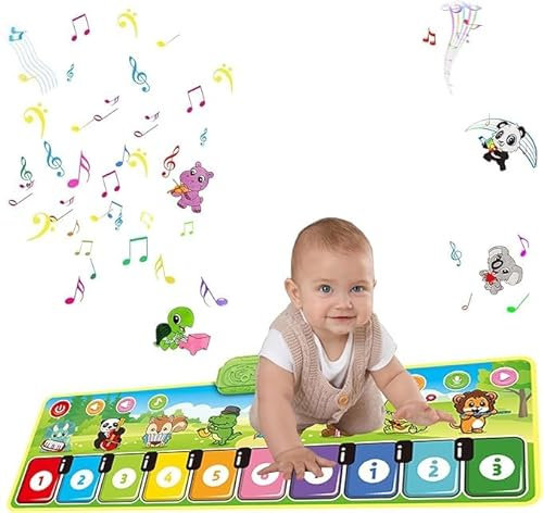 Kids Piano Mat Toys for 1-3+ Years Old Music Dance Mat with 10 Piano Keyboard 19 Sounds & Recording Function Musical Carpet Gift for Toddlers Infant Kids Birthday Gifts(Package Prints 3+)