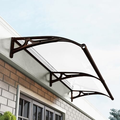 Tendone moderno in policarbonato per ingresso e terrazza, protezione da pioggia, neve e sole, senza manutenzione, trasparente, dimensioni: 80 x 35 cm