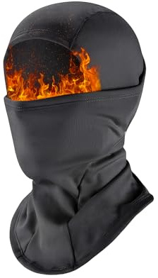 kinoco Ski Mask Balaclava - Windproof Thermal Fleece Face Cover for Cycling, Running, Skiing - Cold Weather Neck Gaiter Black