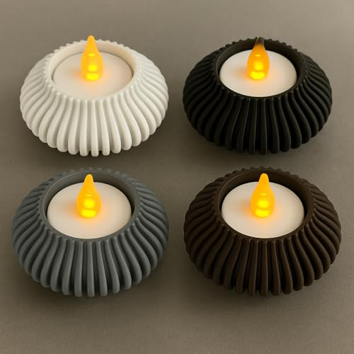 PortaVelas Minimalista para Velas de Té/Soporte para Velas de Té 4 Piezas/Candelero Redondo Moderno para Velas de Té Eléctricas de hasta 39,5cm