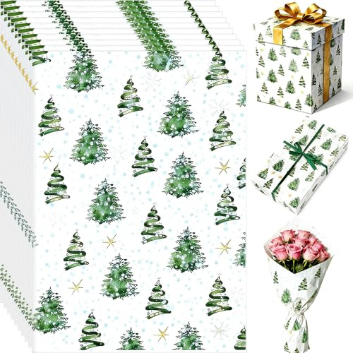 10 Blatt Weihnachtsbaum Geschenkverpackung Weihnachten Geschenkpapier Weihnachten Seidenpapier Verpackungsmaterial Weihnachts Geschenkpapier Geburtstag Weihnachtsgeschenkpapier Weihnachtspapier