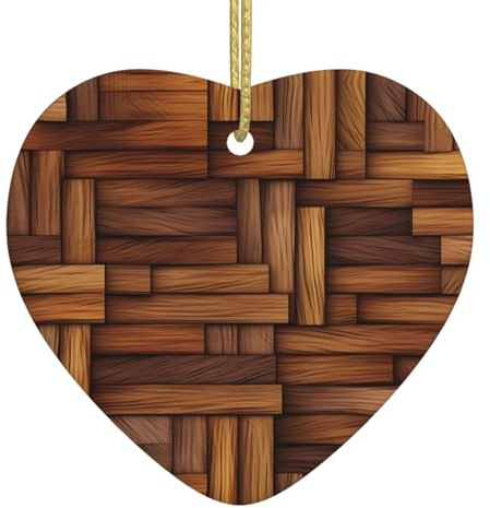 Weihnachtsbaum Keramik Hängende Liebe Ornament WHJSSF Braun Holzbild kann Festivals oder Partys eine romantische Note verleihen