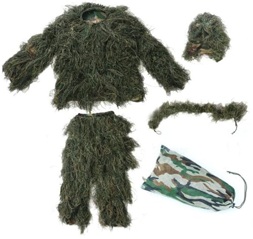 Traje Ghillie para hombre, disfraz de camuflaje 3D para arbustos, transpirable y ligero. Trajes Ghillie para caza, airsoft y supervivencia al aire libre. Estilo 1: Disfraz de arbusto, traje, tra