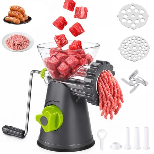 Manual Meat Grinder, 4 in 1 Meat Mincer Machine & Sausage Stuffer
