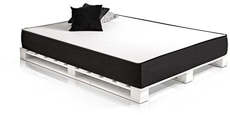 PALETTI Palettenbett Massivholzbett Holzbett Bett aus Paletten mit 11 Leisten, Palettenmöbel Made in Germany, 160 x 200 cm, Fichte Weiss