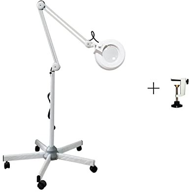 Lampe loupe esthétique LED, 5 x loupe LED debout 5 roues/sur table