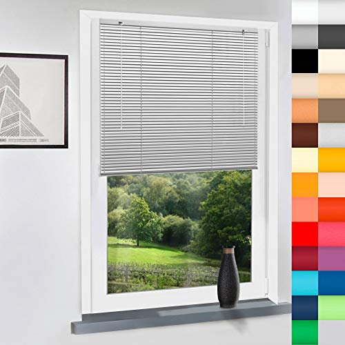 Aluminium Jalousie nach Maß, Jalousien Alu Jalousien nach maß innen Innenjalousien Maßanfertigung, für Fenster und Türen, Fenster, Klemmfix ohne Bohren (Achatgrau, Höhe: 100cm x Breite: 95cm)