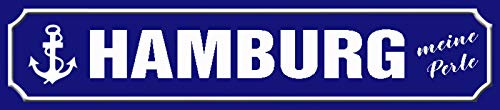 Schatzmix Blechschild Straßenschild Hamburg Meine Perle Metallschild 46x10 cm Wanddeko tin Sign