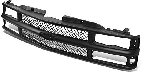 Auto Dynasty Front Bumper Grille Upper Lower Grill Guard Assembly Compatible with Chevy C/K 1500 2500 Suburban Blazer Tahoe 1994-2000, Black Meshed, ABS Plastic