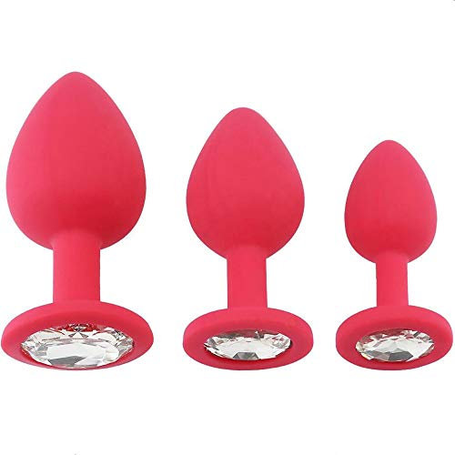PLUG ANALE SILICONE MEDICALE DILATATORE ANO EROTICO DIAMANTE DILDO J130 (Small, Rosso)
