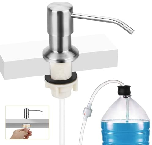 Linkstyle Dispenser Di Sapone Per Lavello Da Cucina, Dispenser Di Sapone Liquido Da Incasso Con Tubo Di Estensione Da 47, Nichel Spazzolato