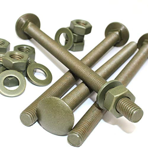 Falcon Workshop Supplies Ltd. 10, M10 x 200mm (8) Exterior Carriage Bolts + Full Nuts & Washers - Corrosion Resistant