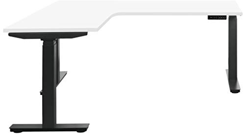 Weber Büro Winkelschreibtisch TELDRA 1.800 x 1.600 mm elektrisch höhenverstellbar, Weiß, Farbe Gestell:Schwarz, Winkelausrichtung:Winkel Links