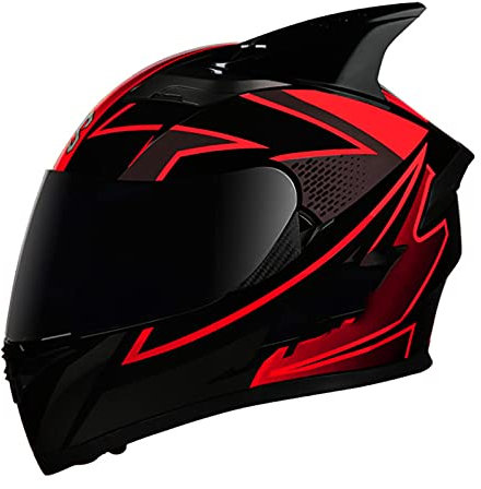 Integralhelm Motorradhelm Modular-Helm Rollerhelm Erwachsener Herren & Damen Sturzhelm Flip-Up Mopedhelm Jet Helm Klapphelm DOT/ECE-Zertifizierung Full-Face Motorcycle Helmet,Rot,XXL