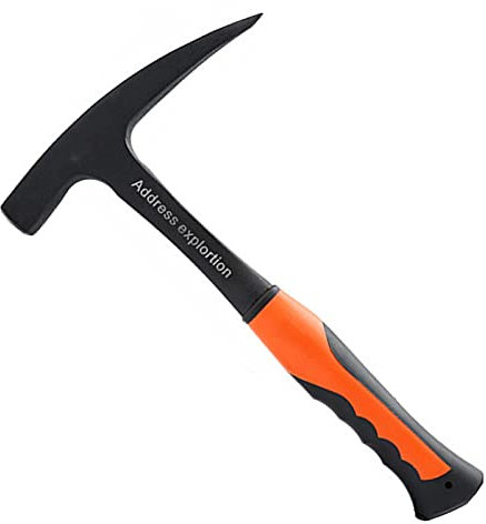 Gonnely Geological Hammer,Professional 11.4'' Flat Head Brick Hammer,Multifunctional Non-Slip Orange Handle Pointed Geological Survey Hammer,Hand Tools for Mineral Exploration