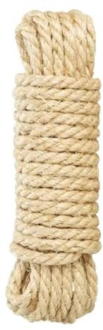 Sisal Rope for Cat Scratcher Cat Tree Repairing - 20 m / 65 ft of 12 mm Thick Natural Sisal Rope for Scratching Post Tower Replacement or Recovering, DIY Cat Scratcher, Gardening Bundling, Craft Deco