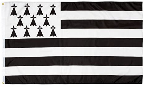 PHENO FLAGS Bandera de la Bretaña 90 x 150 cm con ojales de latón - Bandera resistente a la intemperie para asta - 100% poliéster