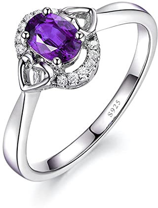 Ring Personalisiert Beisteckring Silber Violett Herz Zirkonia Sinnvolle Geschenke für Freundin Größe 62 (19.7)